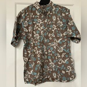 REYN SPOONER Tribal Floral Print Hawaiian Shirt